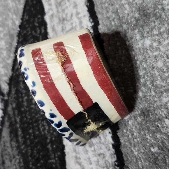 SWAN CREEK CANDLE CO. PATRIOTIC HEART SHAPED POTTERY SPICED APPLE CIDER CANDLE - Picture 3 of 11